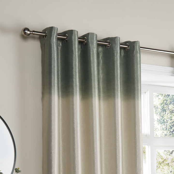 Fusion Ombre Strata Eyelet Curtains - Green - Williamsons Factory Shop