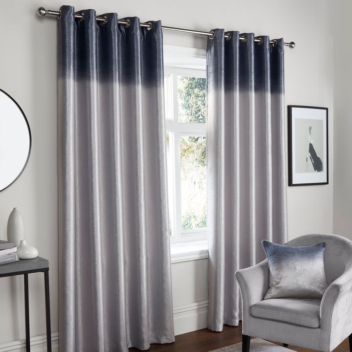 Fusion Ombre Strata Eyelet Curtains - Grey - Williamsons Factory Shop