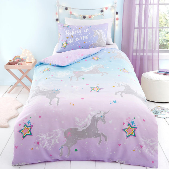 Bedlam Ombre Unicorn Duvet Cover Set - Lilac - Williamsons Factory Shop