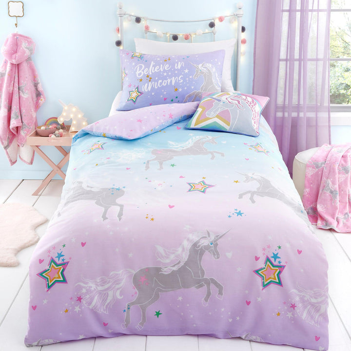 Bedlam Ombre Unicorn Duvet Cover Set - Lilac - Williamsons Factory Shop
