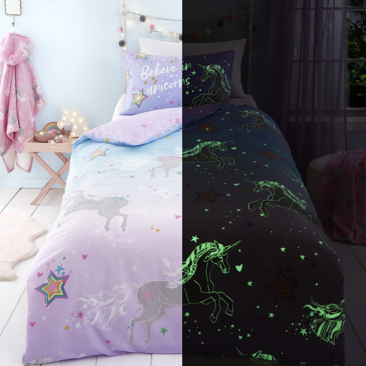 Bedlam Ombre Unicorn Duvet Cover Set - Lilac