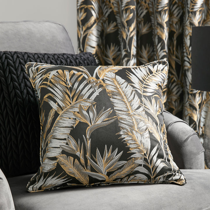 Laurence Llewelyn-Bowen Paradise Palm Cushion - Black - Williamsons Factory Shop