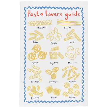 Pasta Lovers Club Guide Cotton Tea Towel - Yellow
