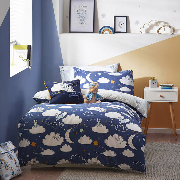 Peter Rabbit Sleepy Head Duvet Cover Set - Blue - Williamsons Factory Shop