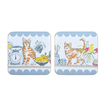 Lot de 4 sous-verres Chats de garde-manger - Multicolore