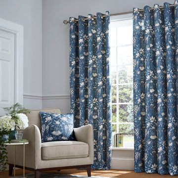 Laura Ashley Parterre Lined Eyelet Curtains - Seaspray