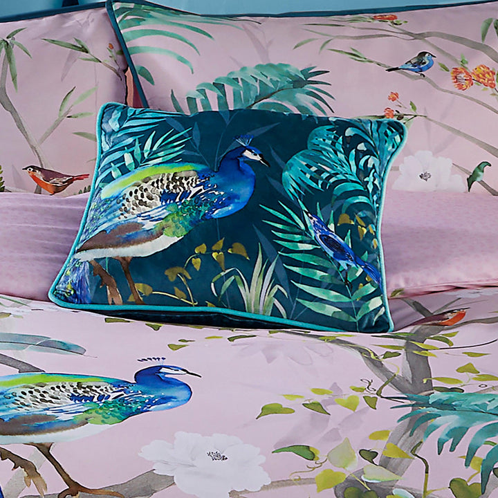 Soiree Peacock Jungle Cushion - Teal - Williamsons Factory Shop