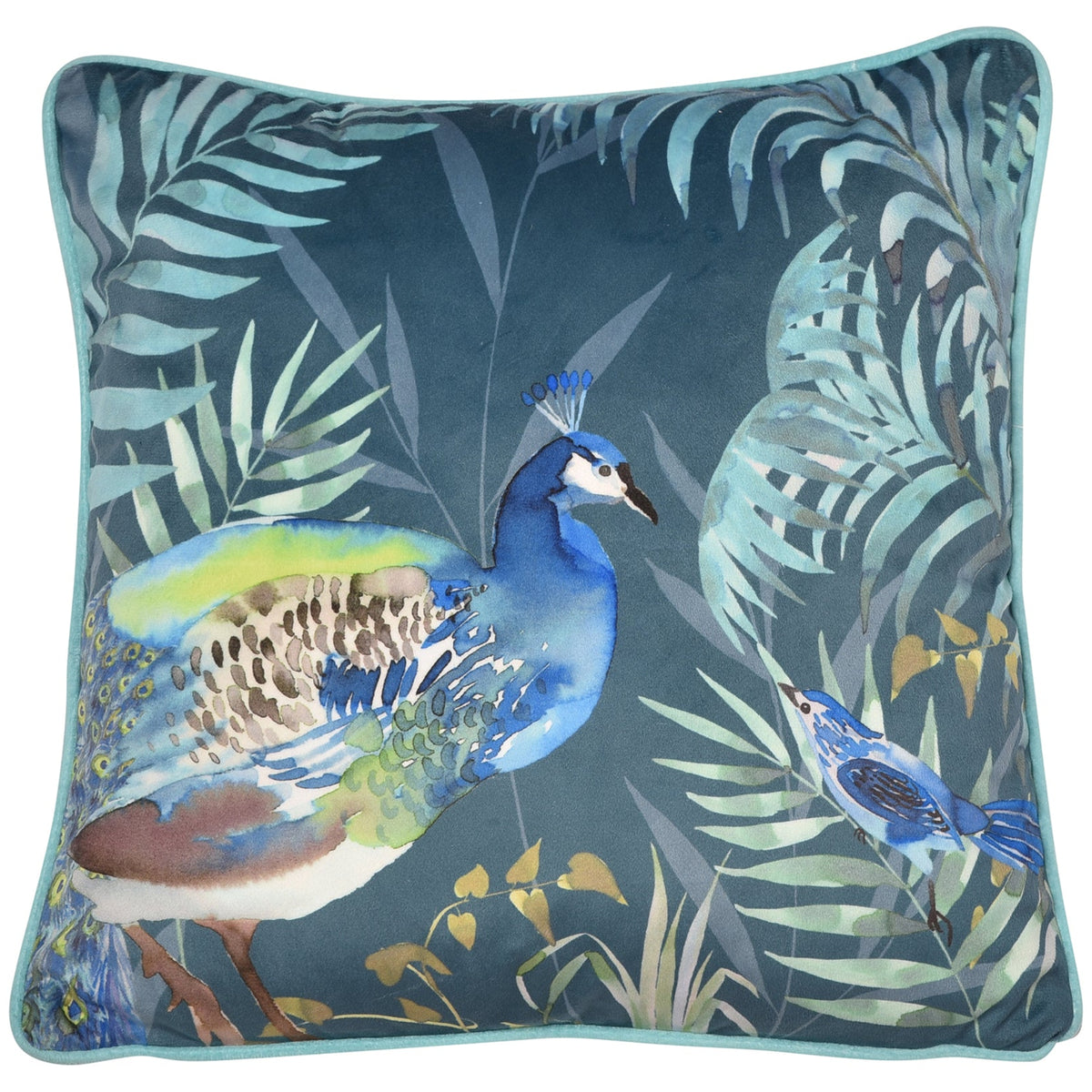 Soiree Peacock Jungle Cushion - Teal