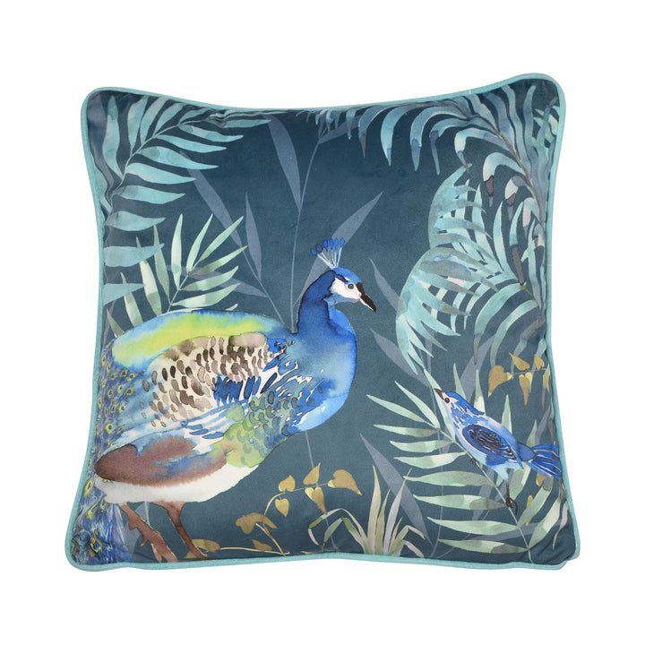 Soiree Peacock Jungle Cushion - Teal - Williamsons Factory Shop