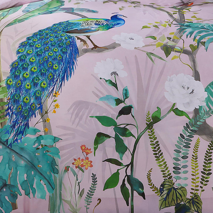 Soiree Peacock Jungle Duvet Cover Set - Pink - Williamsons Factory Shop