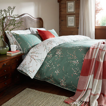 Laura Ashley Pussy Willow Duvet Cover Set - Fern Green