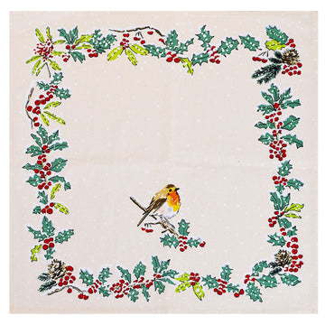 Christmas Robins Napkins 2 Pack - Green