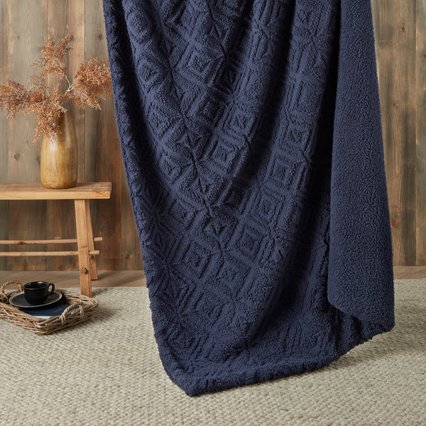 Fusion Snug Romo Throw - Navy - Williamsons Factory Shop