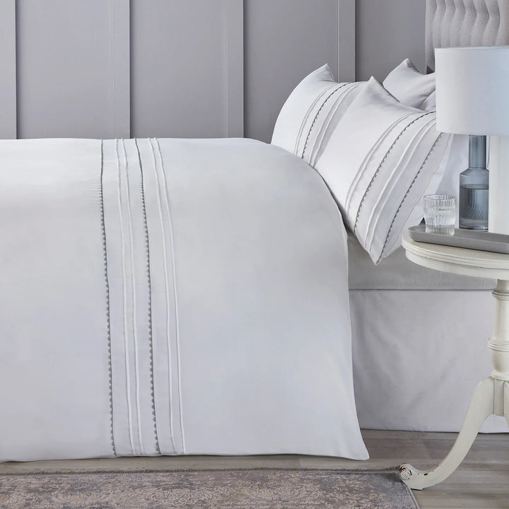 Serene Ric Rac Duvet Cover Set - Silver - Williamsons Factory Shop