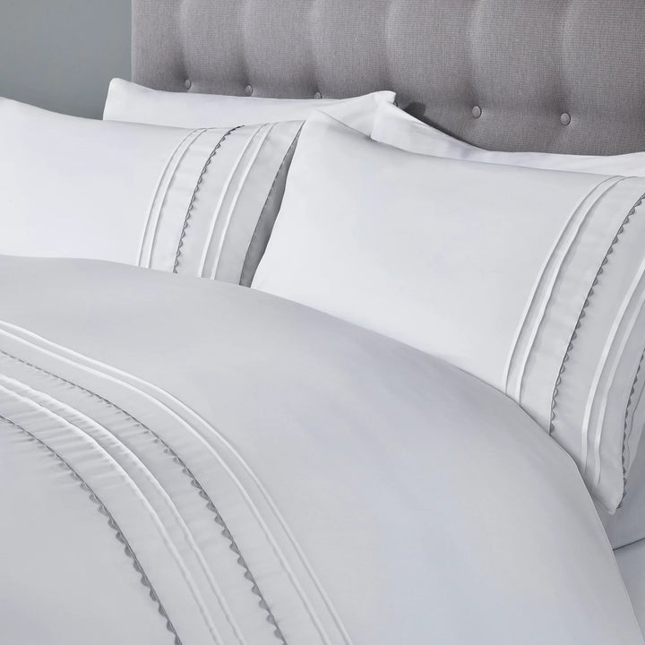 Serene Ric Rac Duvet Cover Set - Silver - Williamsons Factory Shop