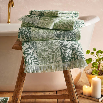 William Morris Rose Stripe Towel - Sage
