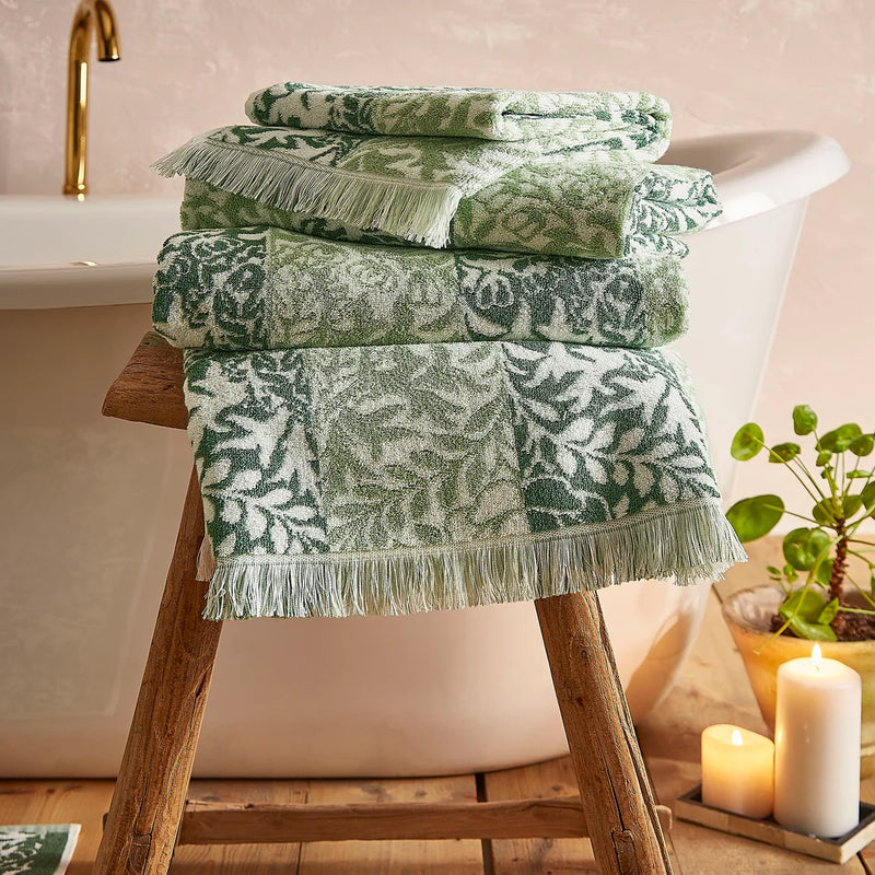William Morris Rose Stripe Towel - Sage