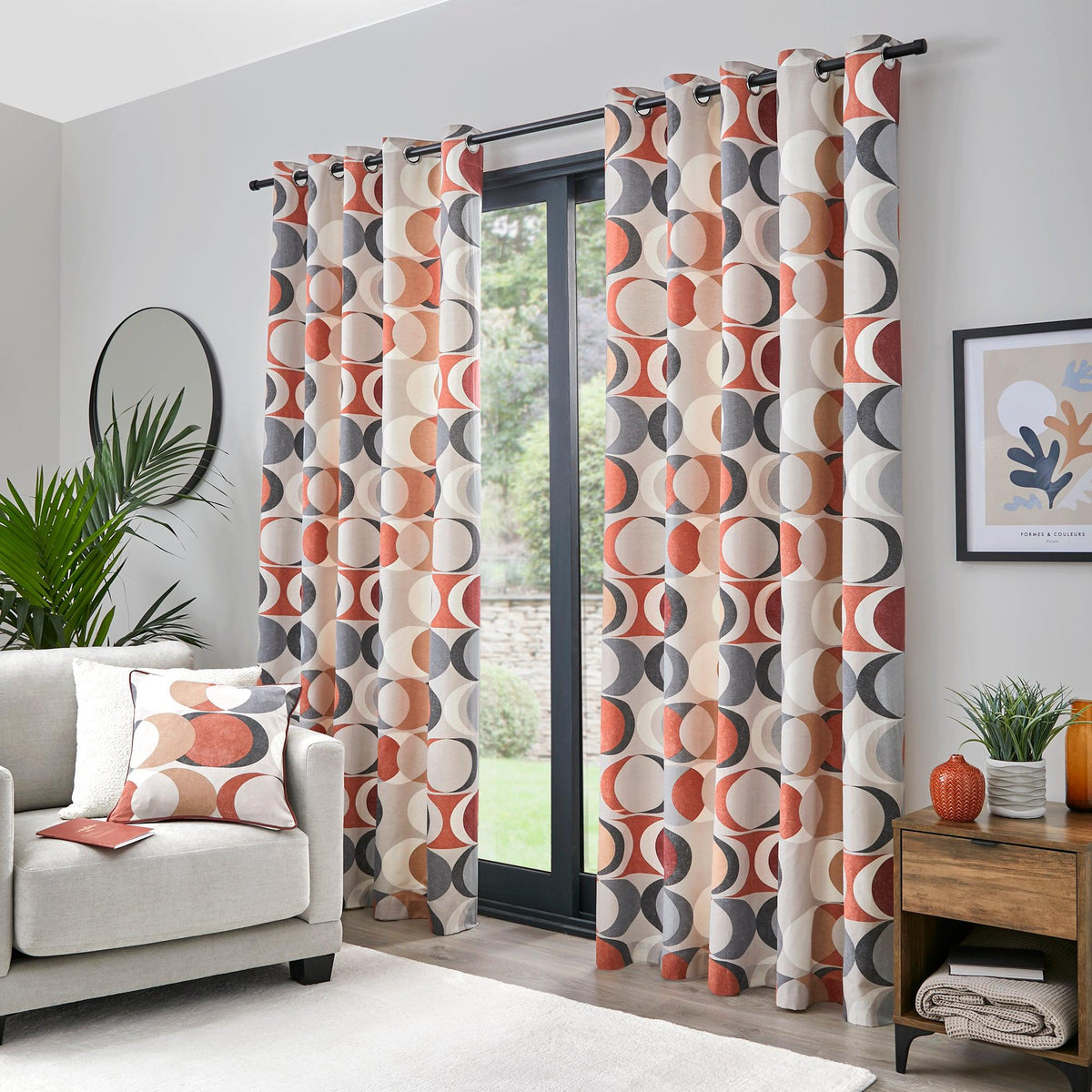 Fusion Sander Eyelet Curtains - Spice