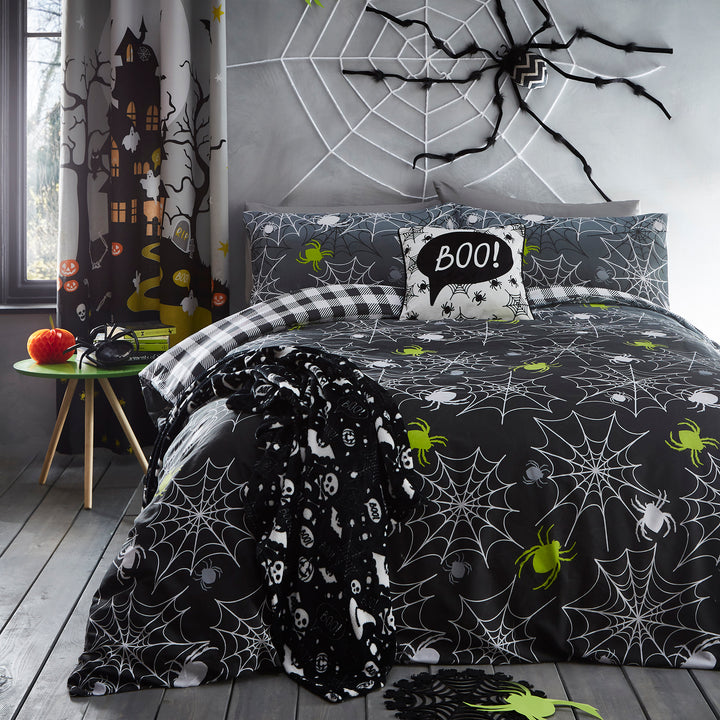 Bedlam Spiders Duvet Cover Set - Grey - Williamsons Factory Shop