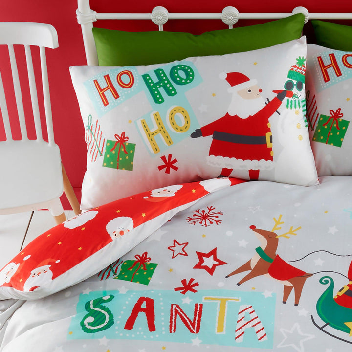Bedlam Santa Please Stop Here Duvet Cover Set - Grey - Williamsons Factory Shop