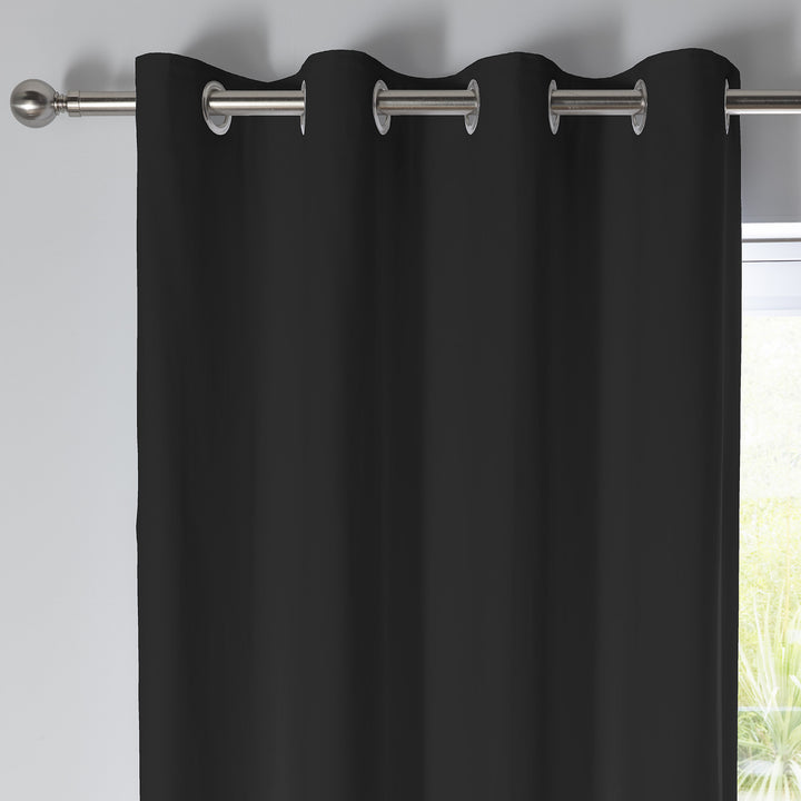 Fusion Sorbonne Eyelet Curtains - Black - Williamsons Factory Shop