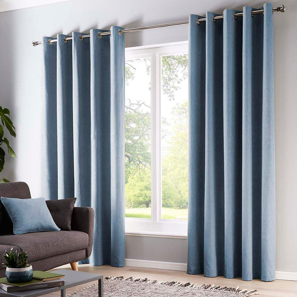 Fusion Sorbonne Eyelet Curtains - Blue - Williamsons Factory Shop