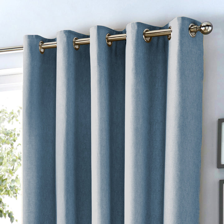 Fusion Sorbonne Eyelet Curtains - Blue - Williamsons Factory Shop