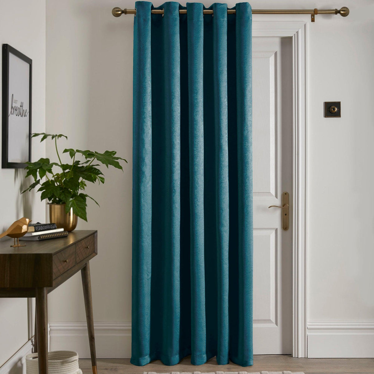 Fusion Strata Eyelet - Panel Door Curtain - Dark Green/New Green
