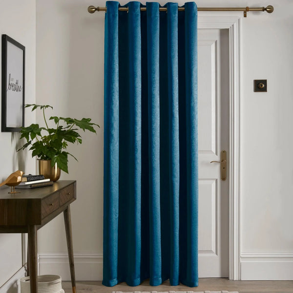 Fusion Strata Eyelet - Panel Door Curtain - Teal - Williamsons Factory Shop