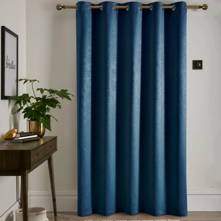 Fusion Strata Eyelet - Panel Door Curtain - Teal - Williamsons Factory Shop