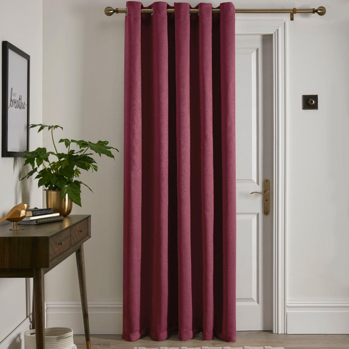 Fusion Strata Eyelet - Panel Door Curtain - Wine