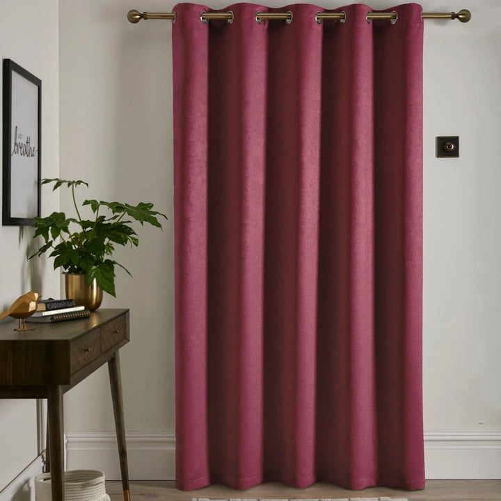 Fusion Strata Eyelet - Panel Door Curtain - Wine - Williamsons Factory Shop