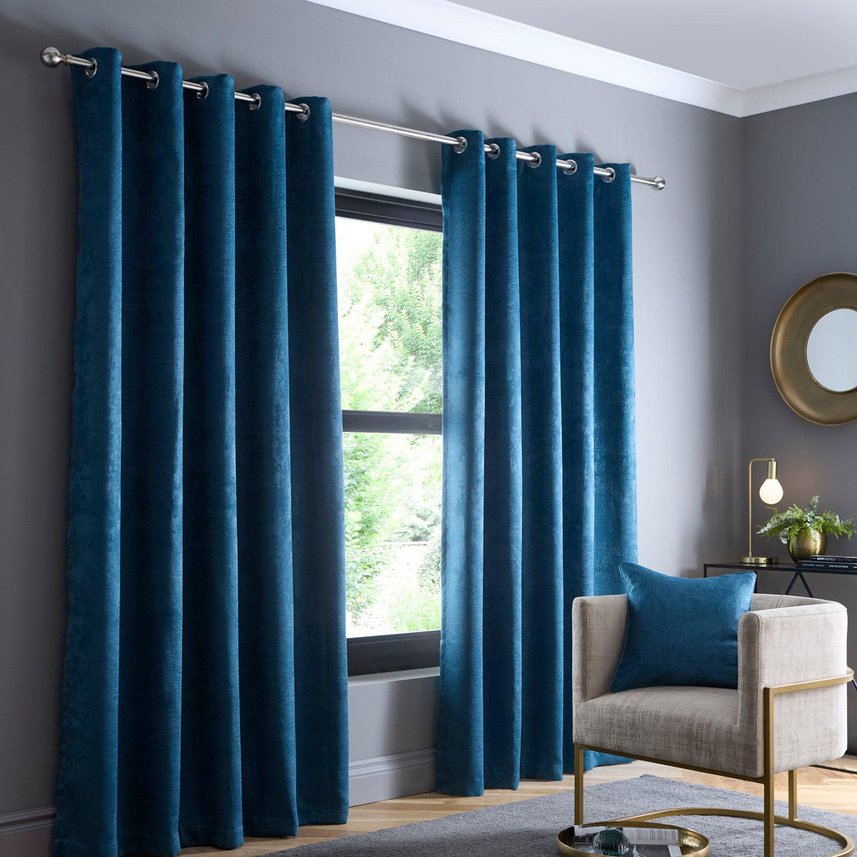 Fusion Strata Eyelet Curtains - Teal