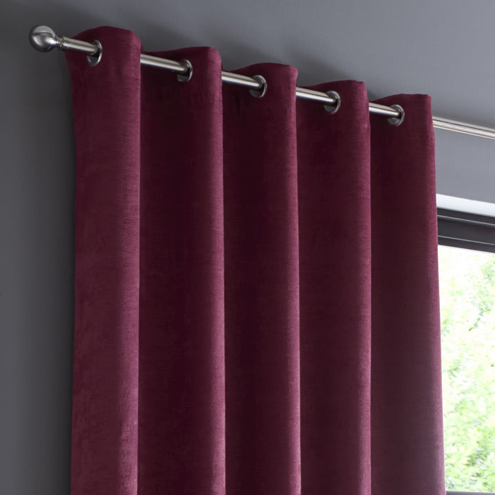 Fusion Strata Eyelet Curtains - Wine - Williamsons Factory Shop