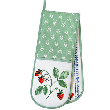 Strawberry Patch Double Oven Glove - Green