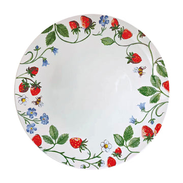 Assiette plate en porcelaine Champ de fraises - Vert