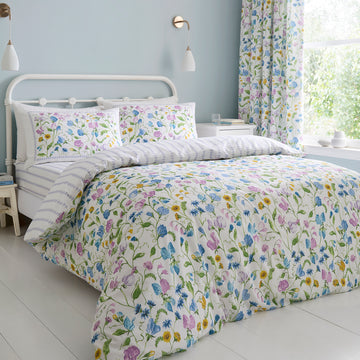 Sweetpea Floral Duvet Cover Set - Lilac