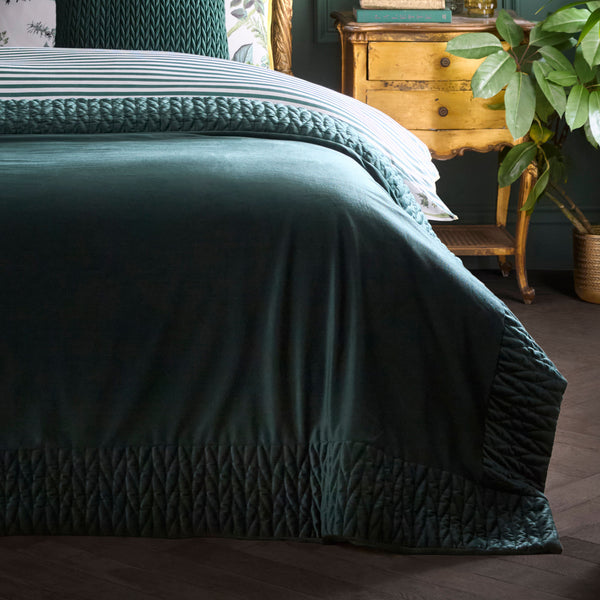 Laurence Llewelyn-Bowen Siena Velvet Bedspread - Bottle Green