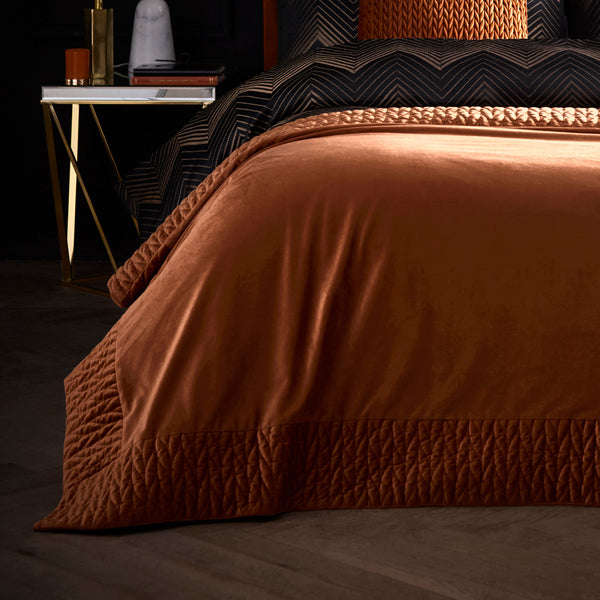 Laurence Llewelyn-Bowen Siena Velvet Bedspread - Spice