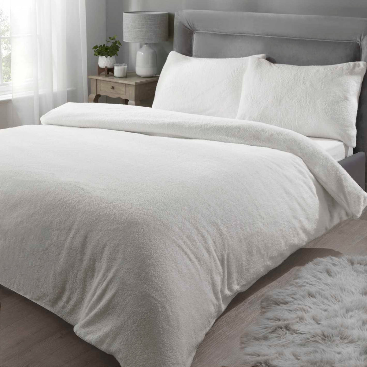 Sherpa Teddy Fleece Duvet Cover Set - Cream - Williamsons Home