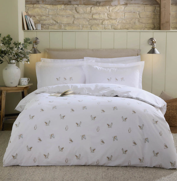 Sophie Allport Snowy Owls Duvet Cover Set - White