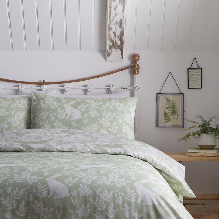 Dreams & Drapes Spring Rabbits Duvet Cover Set - Green - Williamsons Factory Shop