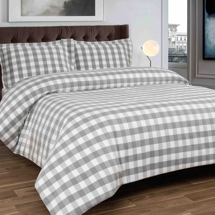 Stirling Brushed Cotton Duvet Cover Set - Grey - Williamsons Factory Shop