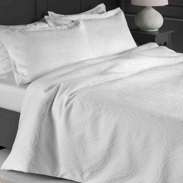 Stowe Jacquard Duvet Cover Set - White - Williamsons Factory Shop