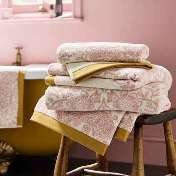 William Morris Strawberry Thief Towel - Plaster Pink