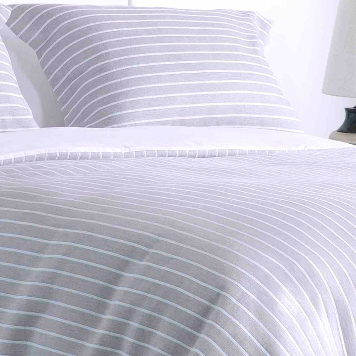 Stripes Jacquard Duvet Cover Set - Silver - Williamsons Factory Shop