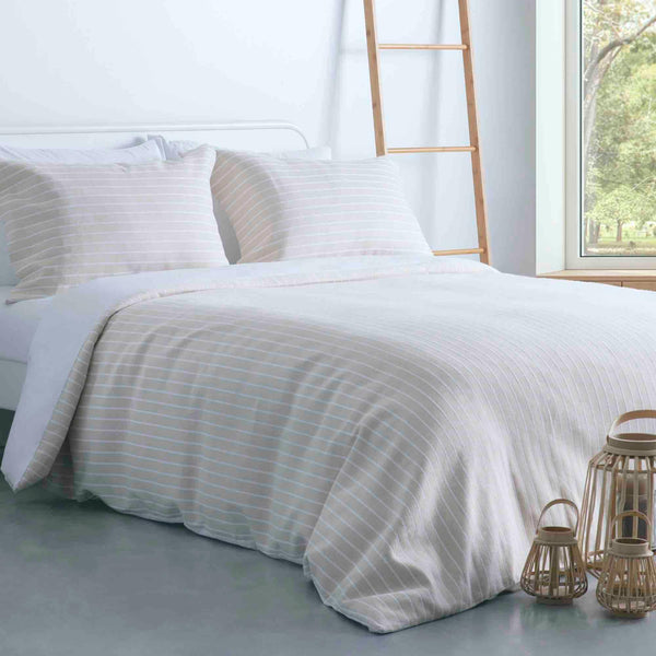 Stripes Jacquard Duvet Cover Set - Linen - Williamsons Factory Shop
