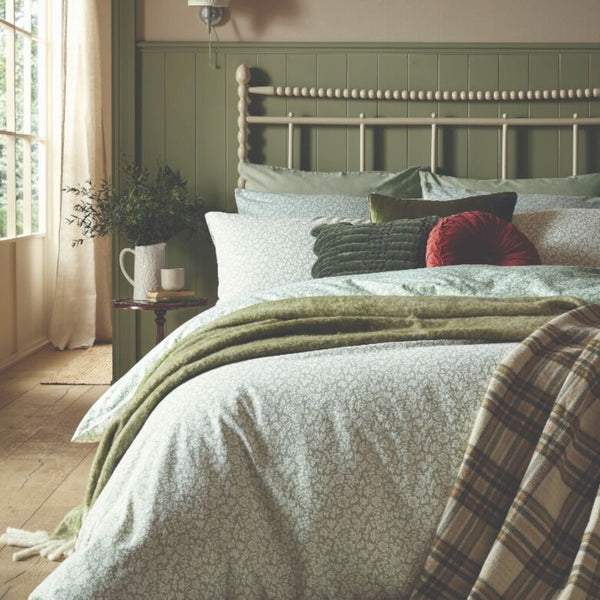 Laura Ashley Sweet Alyssum Brushed Cotton Duvet Cover Set - Sage