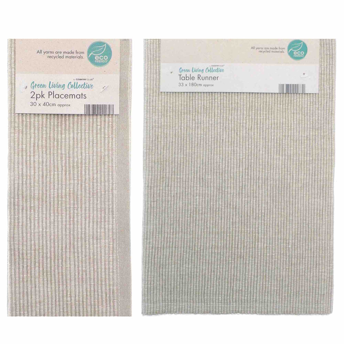 Green Living Woven Ribbed Table Linen - Sage - Williamsons Home