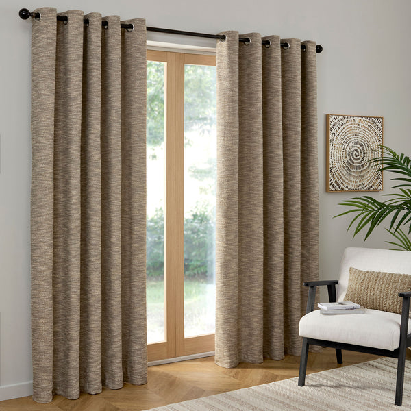 Curtina Talon Jacquard Eyelet Curtains - Natural